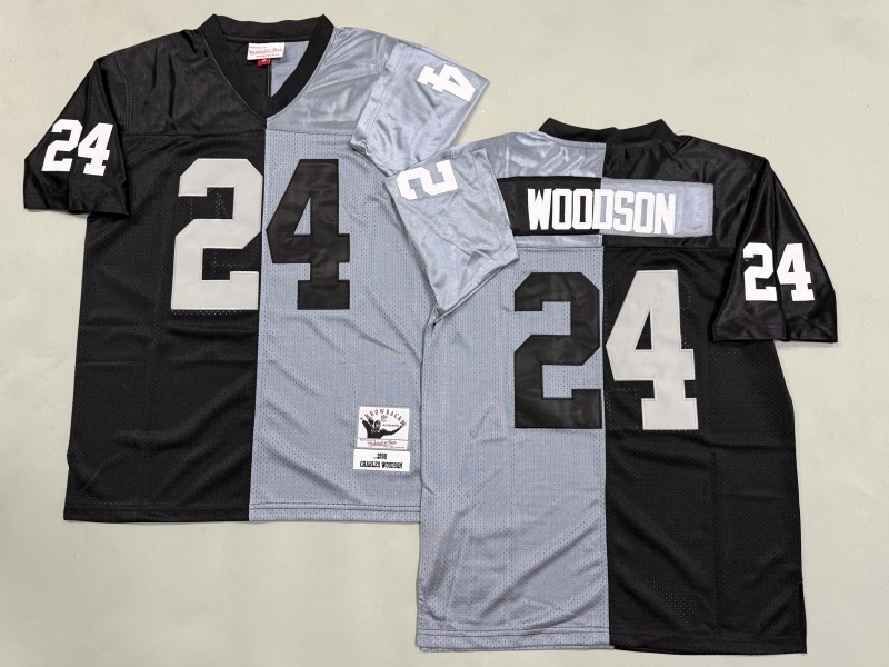 Men 2025 Nike Oakland Raiders #24 Woodson black grey Throwback Limited NFL Jersey style 001->oakland raiders->NFL Jersey
